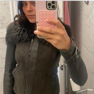 Patrizia Pepe Firenze Genuine Leather and Wool Jacket IT 40